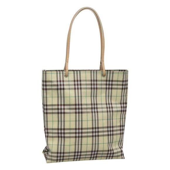 BURBERRY Nova Check Hand Bag Nylon Green Silver - Picture 1 of 16
